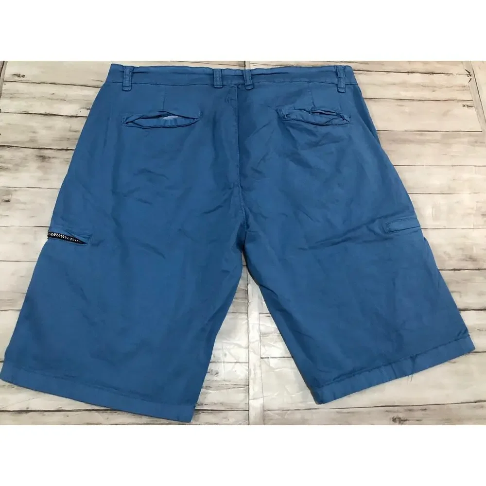 Fashion Denim Shorts Mens 30 Blue Cargo 6 Pockets Flat Front Zip N73